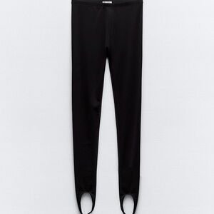 Zara Black Stirrup Leggings with Front Seam